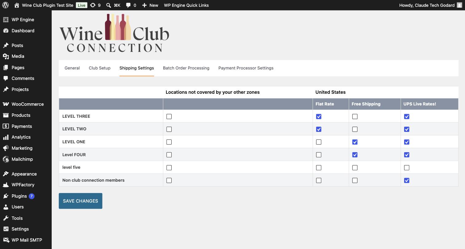 Shipping Settings
