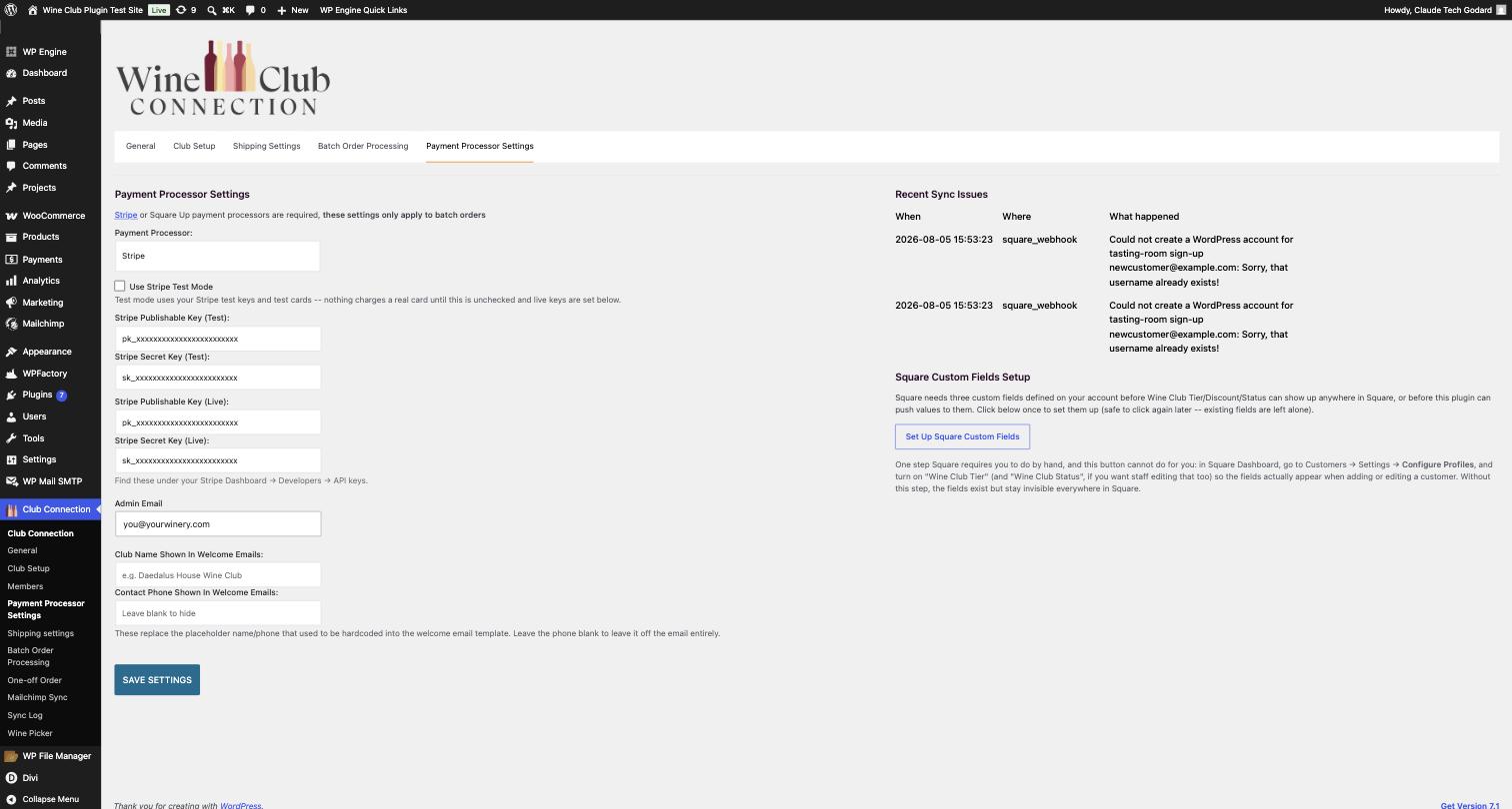 Payment Processor Settings, Stripe