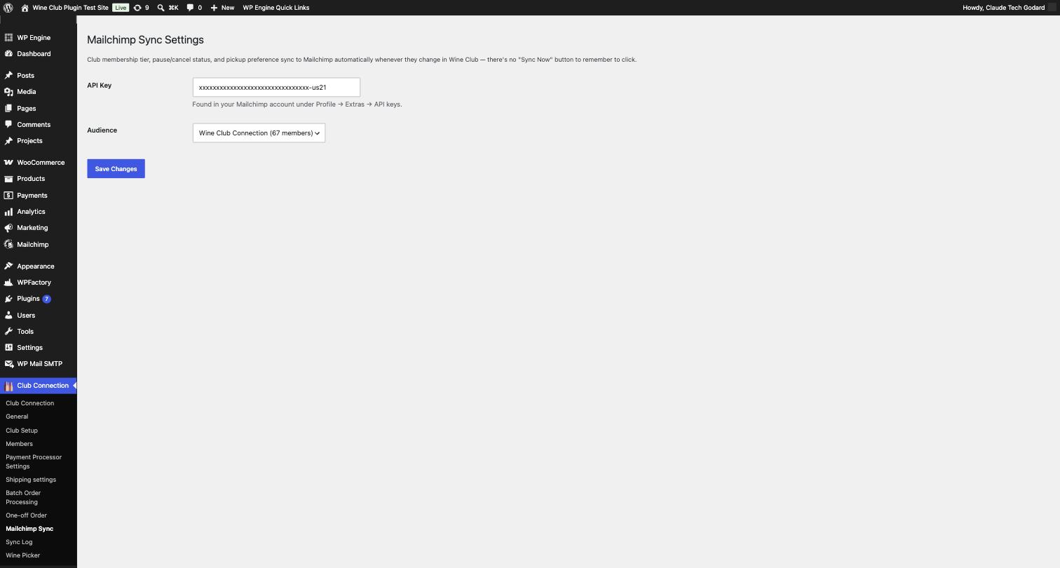 Mailchimp Sync Settings