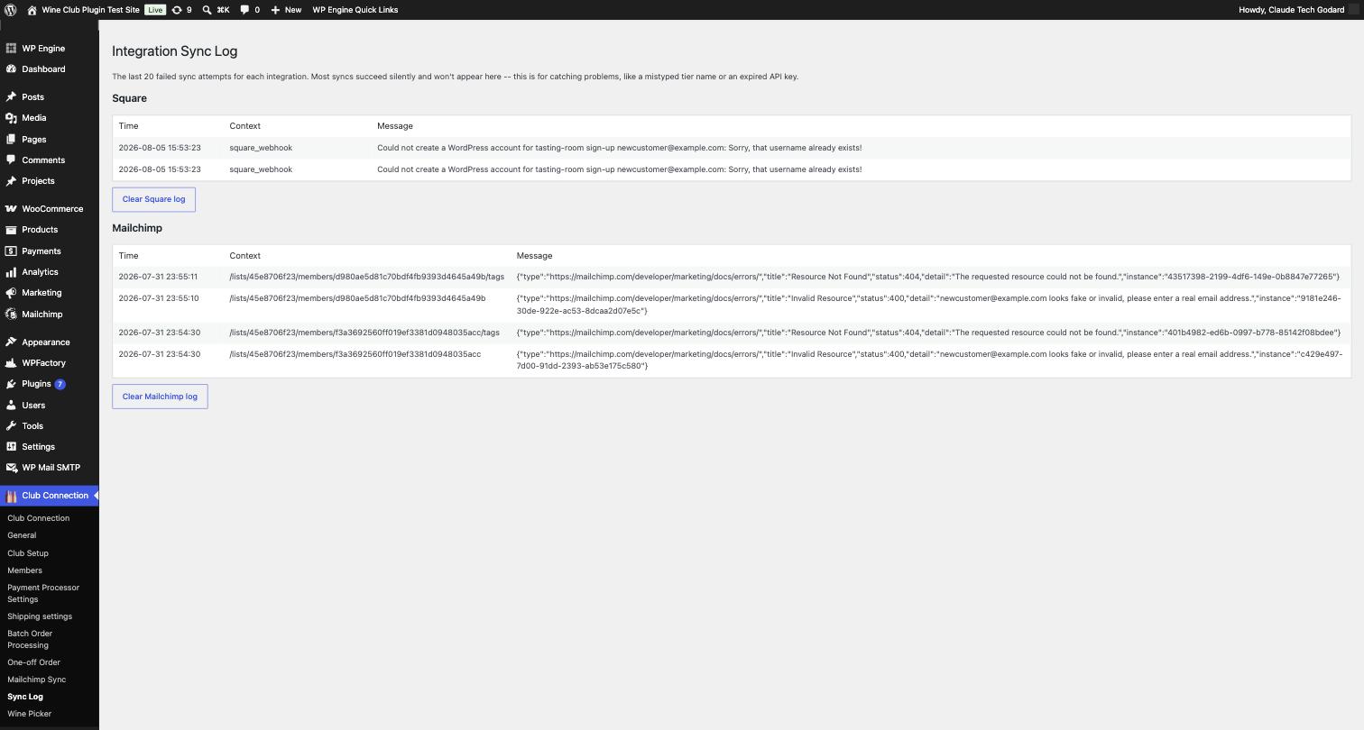 Integration Sync Log